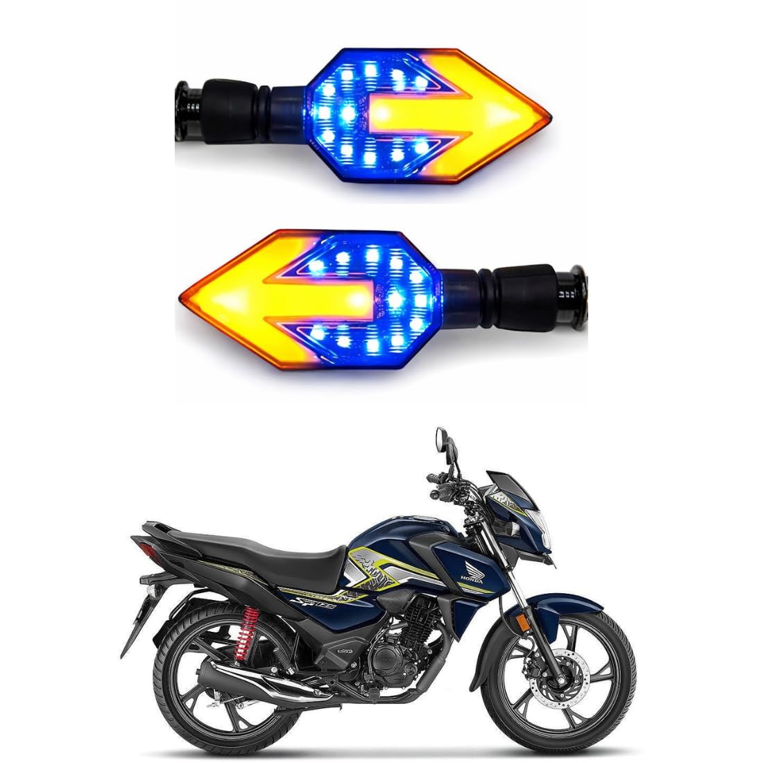 LED Bike Indicator Light with Arrow Design Yellow Blue, Waterproof Turn Signal Blinker for Motorcycle, High Brightness Direction Indicator Lamp For Honda SP 125 (Pack of 2)-picture-18