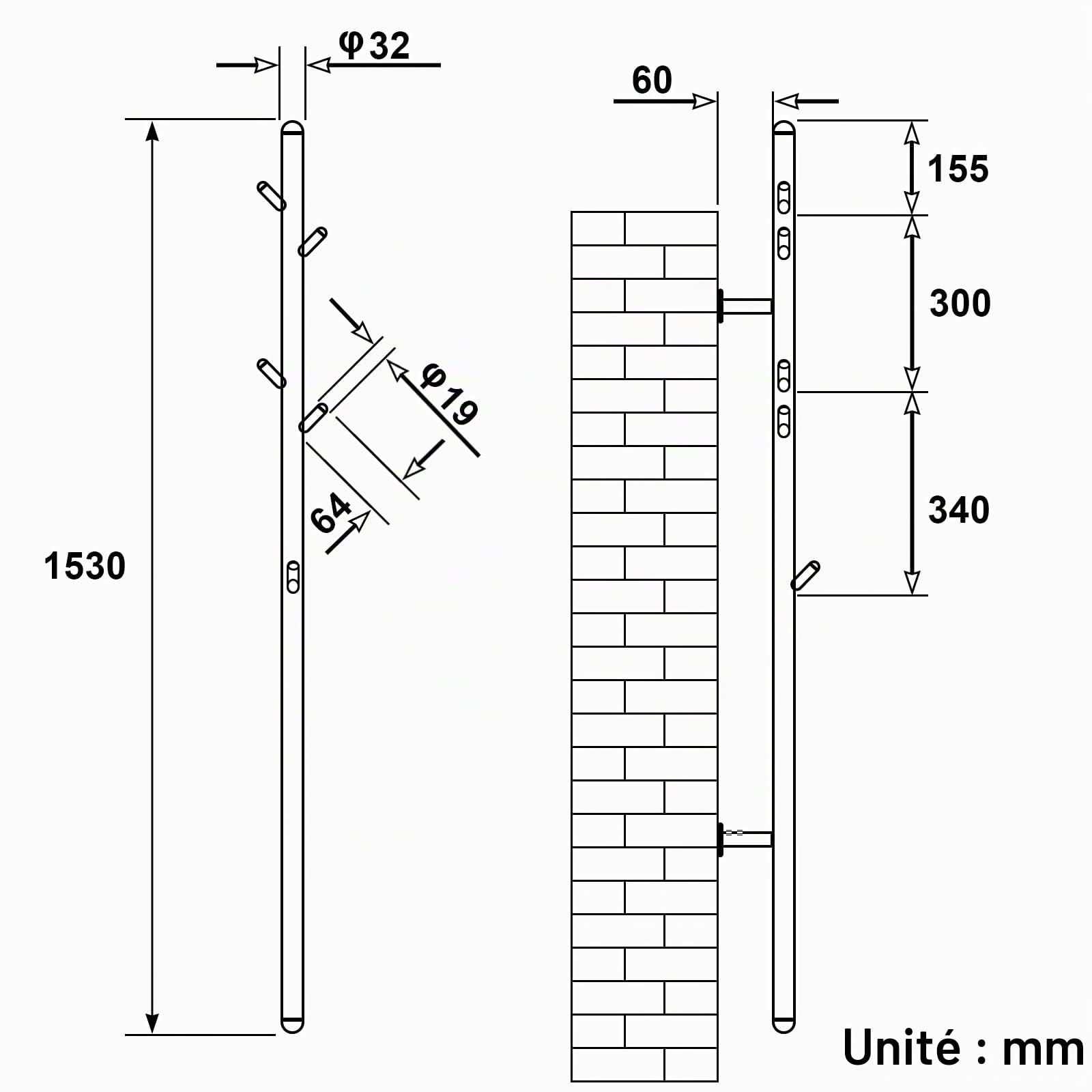 Seche Serviette Electrique, Porte-serviettes électrique à tige unique, Serviette Murale Intelligent à Température Constante, Chauffe-serviettes,Sèche Serviettes Électrique,économie d'énergie-White