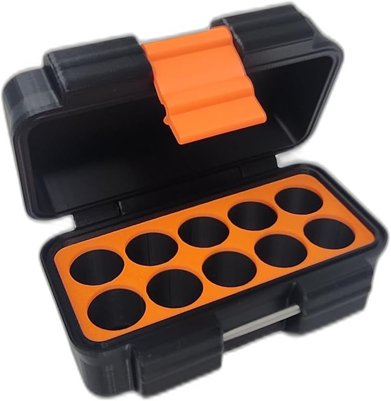 Generic Estojo rígido para armazenamento de frascos de 3 mL, preto/laranja, 10 frascos