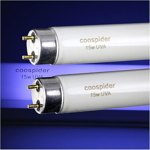 Miniatura 2 de COOSPIDER Paquete de 2 bombillas compactas CFL de 15 W UV BL CFL para 30 W, tubo recto de repuesto T8 F15 de 18 pulgadas, luz azul