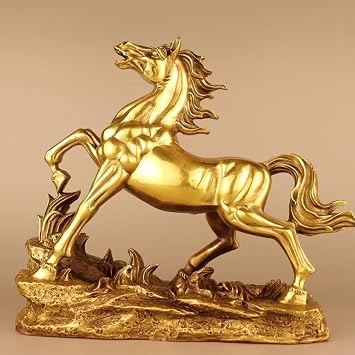 Pure Copper Brass Horse Statue Zodiac Horse Chinese Feng Shui Home Living Room Garden Decor Office Study Decoration Gift