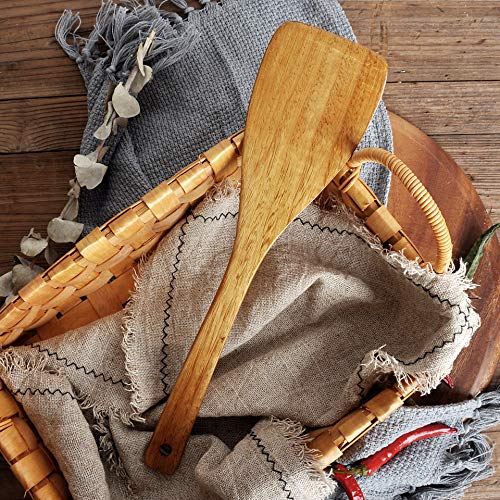 Image of FJNATINH Wooden Spatula.Long Handle Flat Frying Spatula. Handmade For Kitchen Cookware (Frying Spatula)