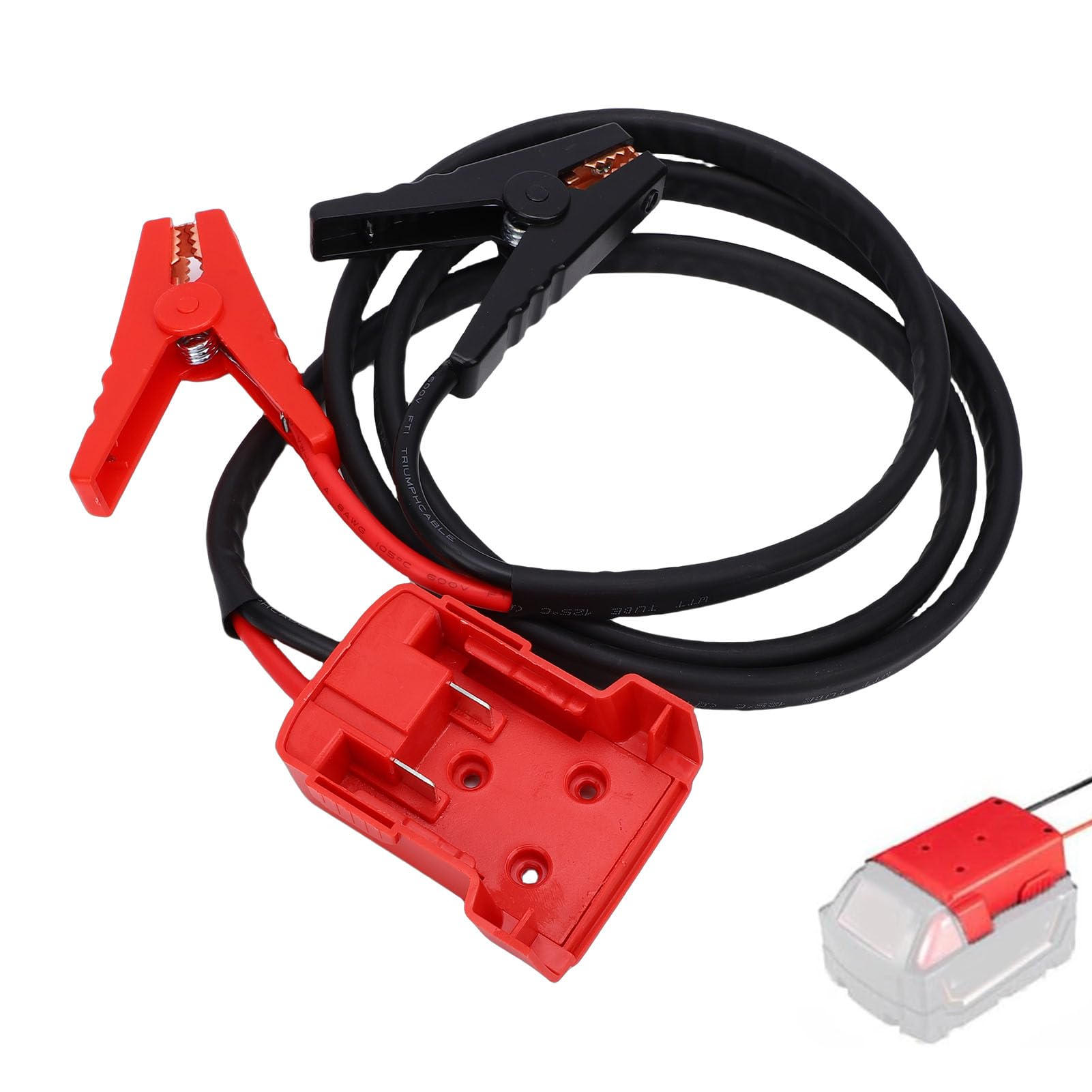 Alomejor Cable de Arranque de Batería, Cable de Refuerzo de Batería de Silicona 8AWG para Baterías M18 de 18 V, Resistencia Al Calor de 392 °F, Abrazaderas Fuertes, Inicio Rápido para Automóviles,