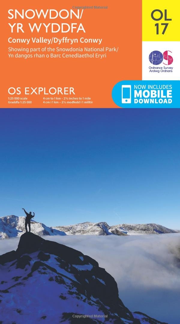 Ordnance Survey Ol 17 Explorer Snowdon Map Orange