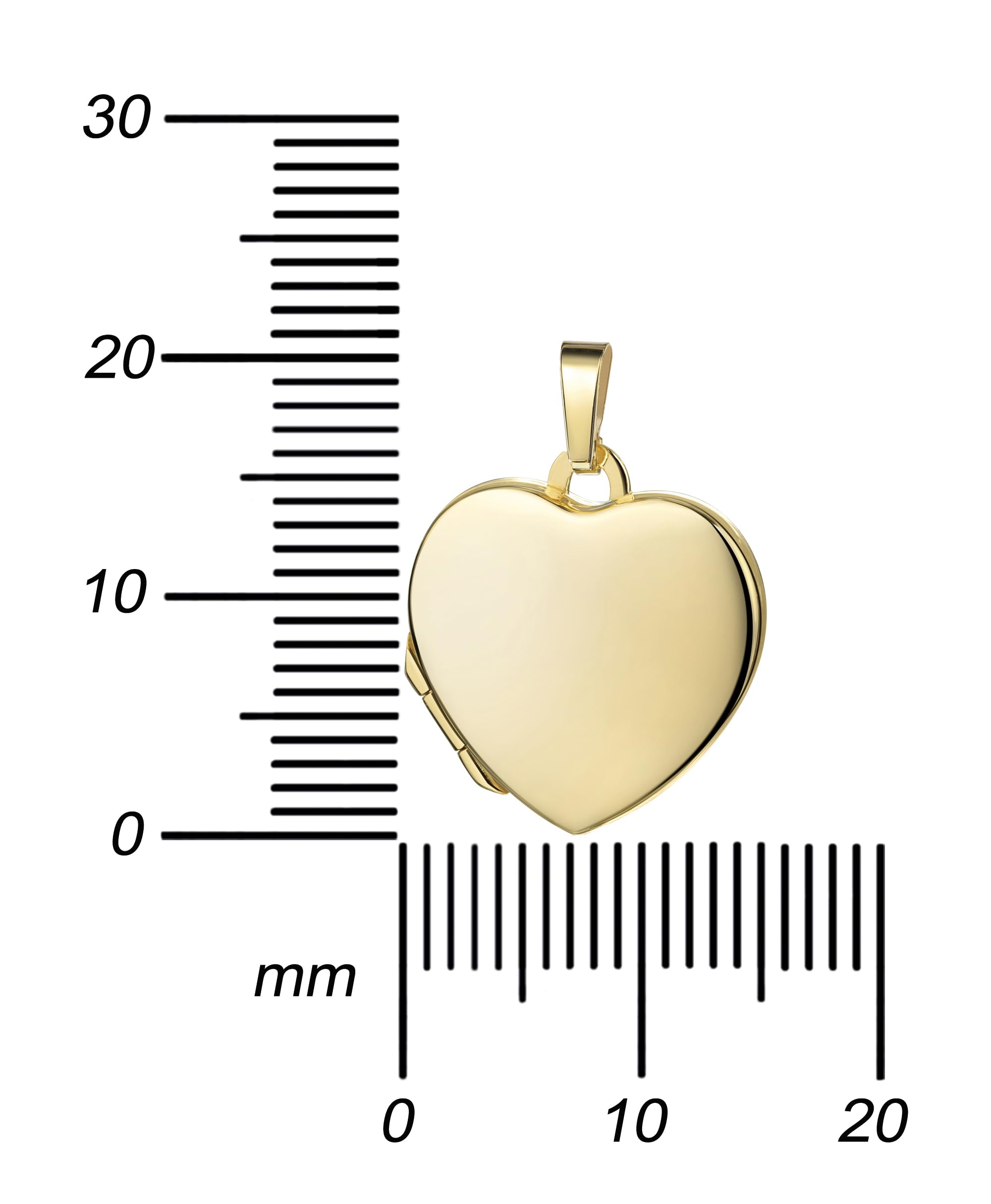 Kleines Medaillon Herz 750 Gold 18 Karat Herz-Amulett für 2 Bilder zum Öffnen für Damen mit Halskette und Schmuck-Etui