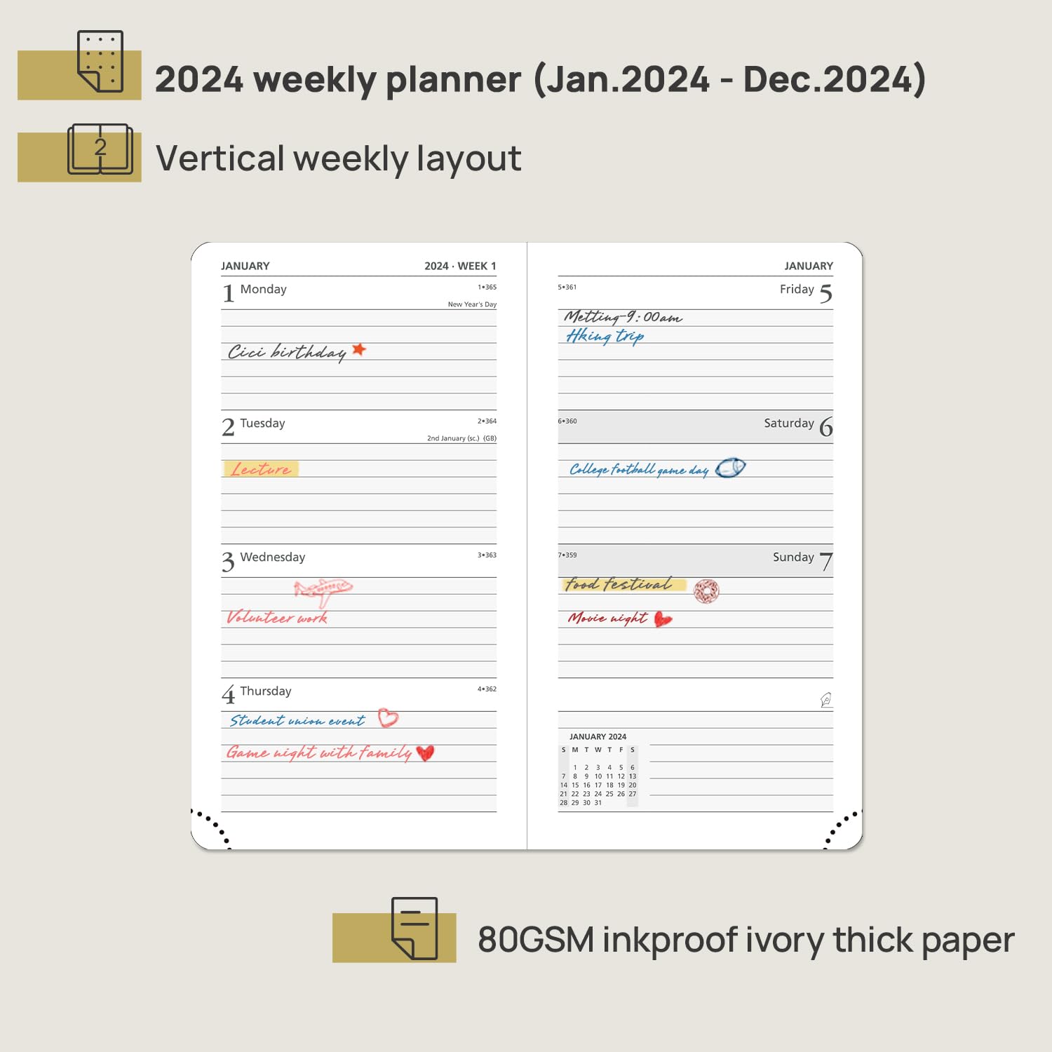 Snapklik.com : POPRUN 2024 Pocket Calendar Planner Weekly And Monthly ...