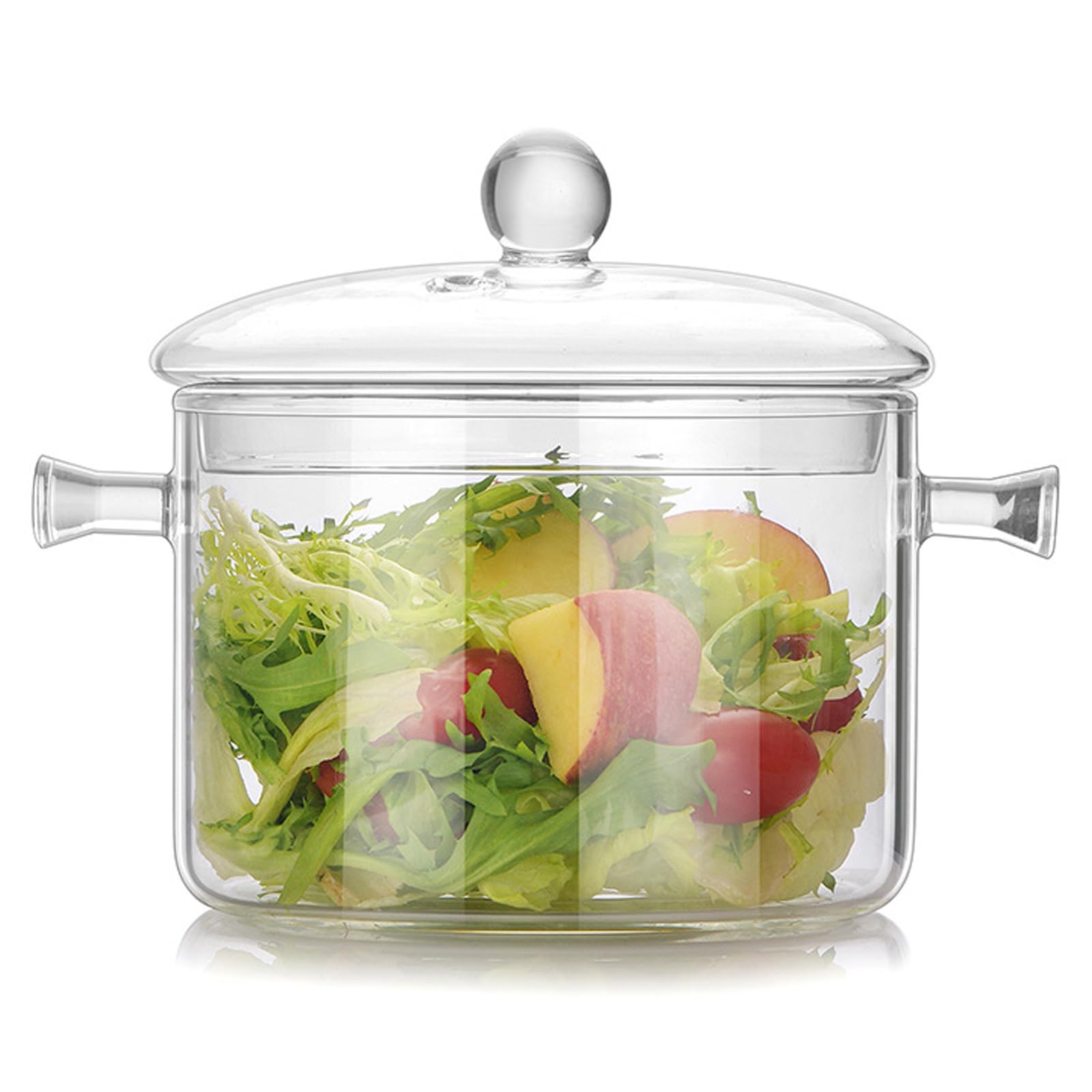 Casserole en verre haute température avec double poignée ergonomique pour légumes et soupe