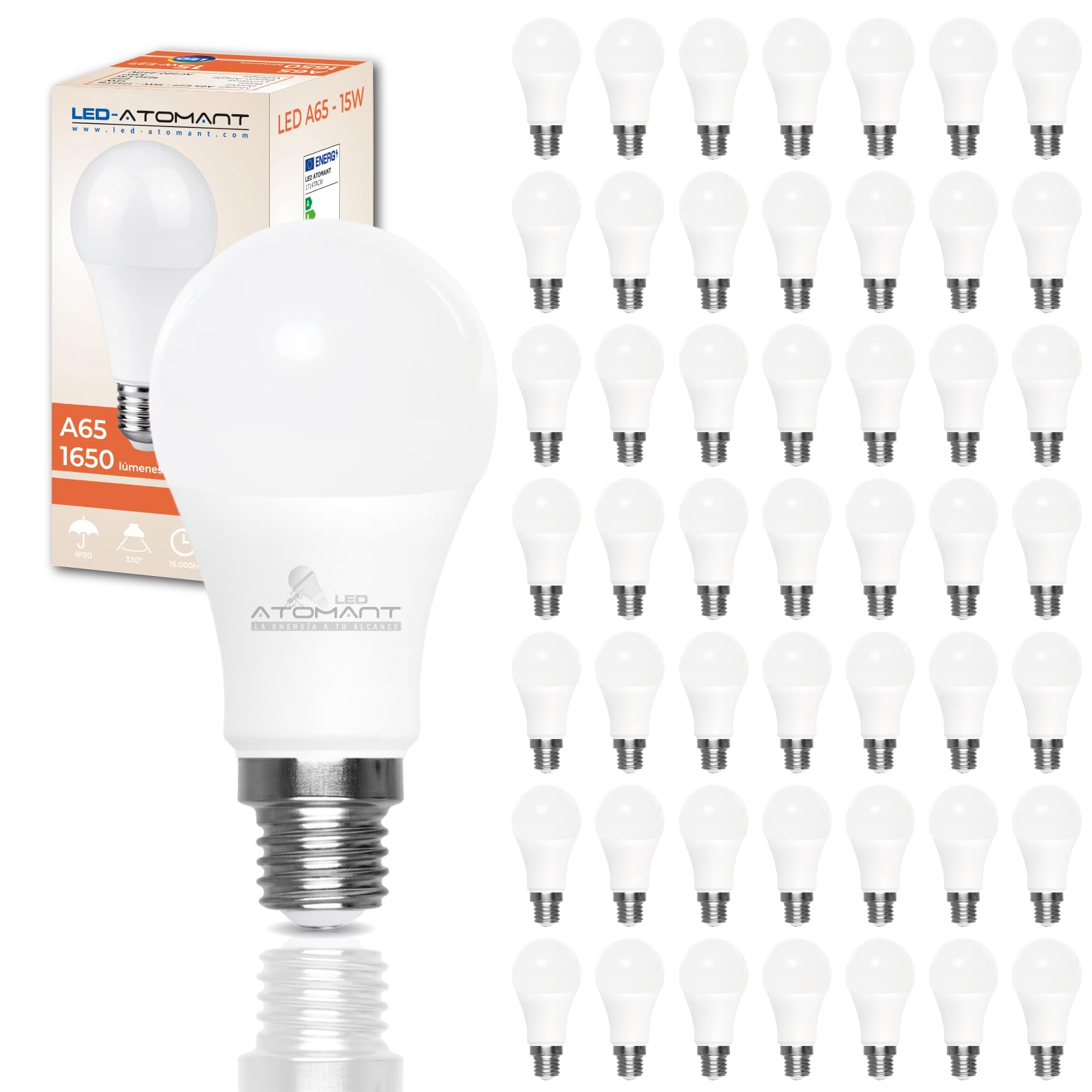 LED ATOMANT 50x LED Lampe E27 A65 15W Neutralweiß 1650lm | Großer Sockel, 4500K