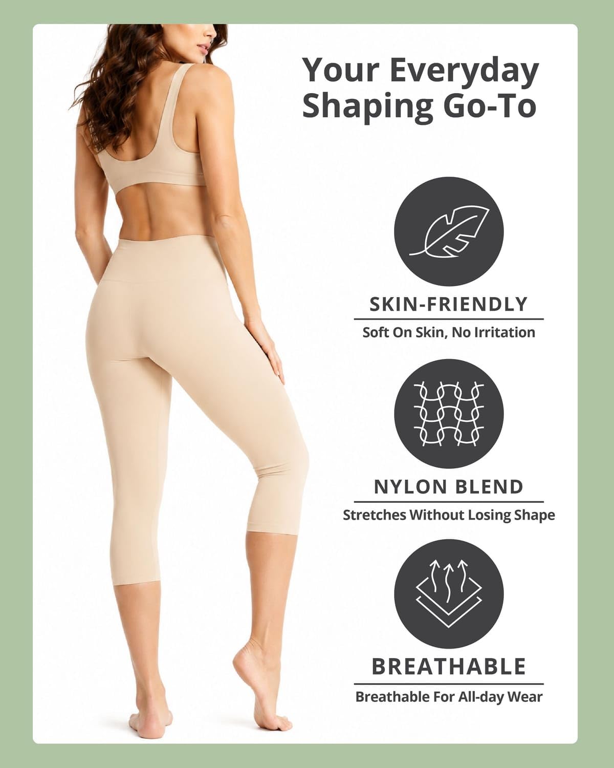 SlimMe Shapewear Leggings, hohe Taille, Bauchkontrolle, Capri-Shapewear, bequeme knielange Body Shaper, S bis Q2