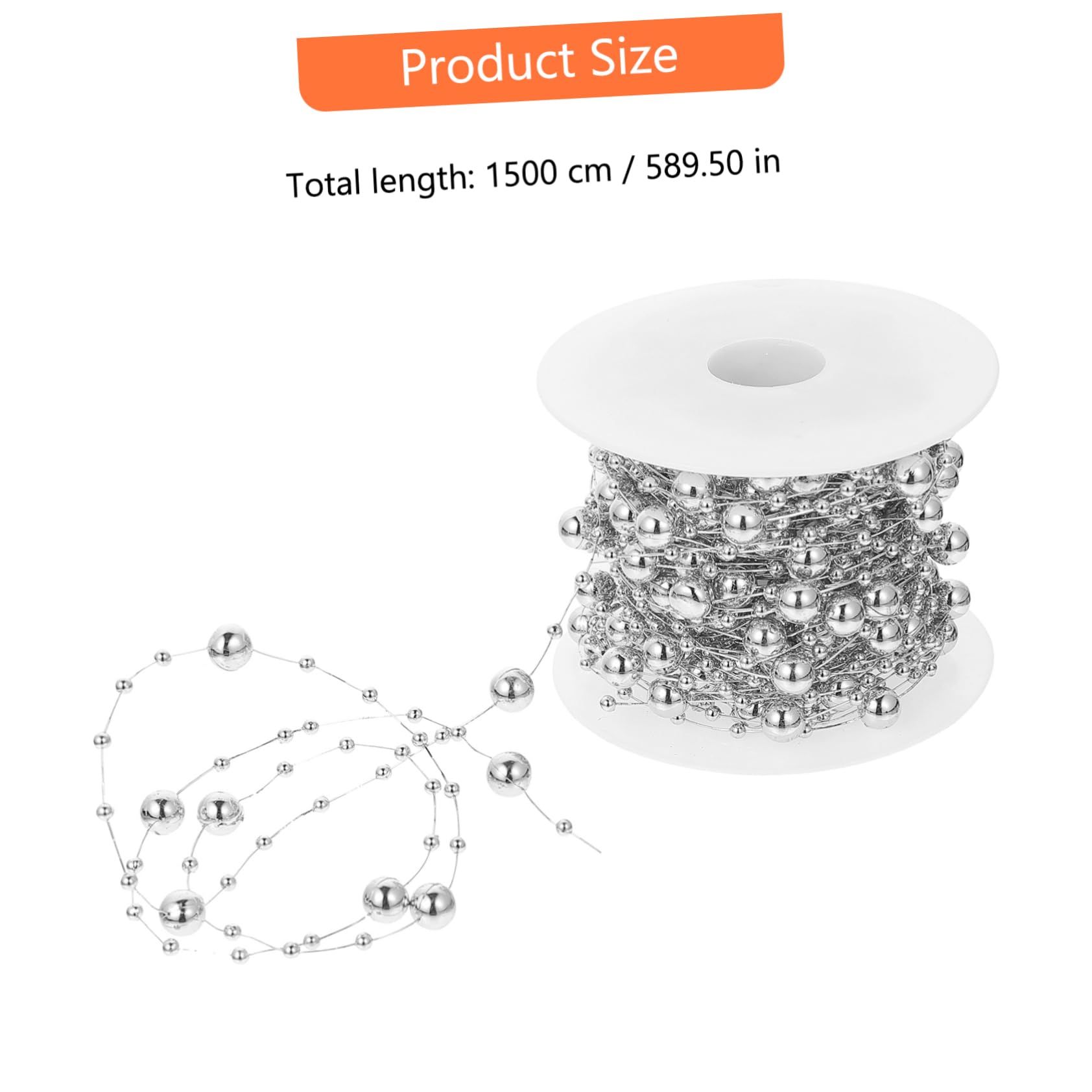 STOBOK 3 Rollen Perlenmaterial Weihnachtsfeier Silberne Girlande Hochzeitsschmuck Strassperlenkette Kette Aus Perlensträngen Kette Aus Kunstperlen Plastik Perlenanhänger Künstlich