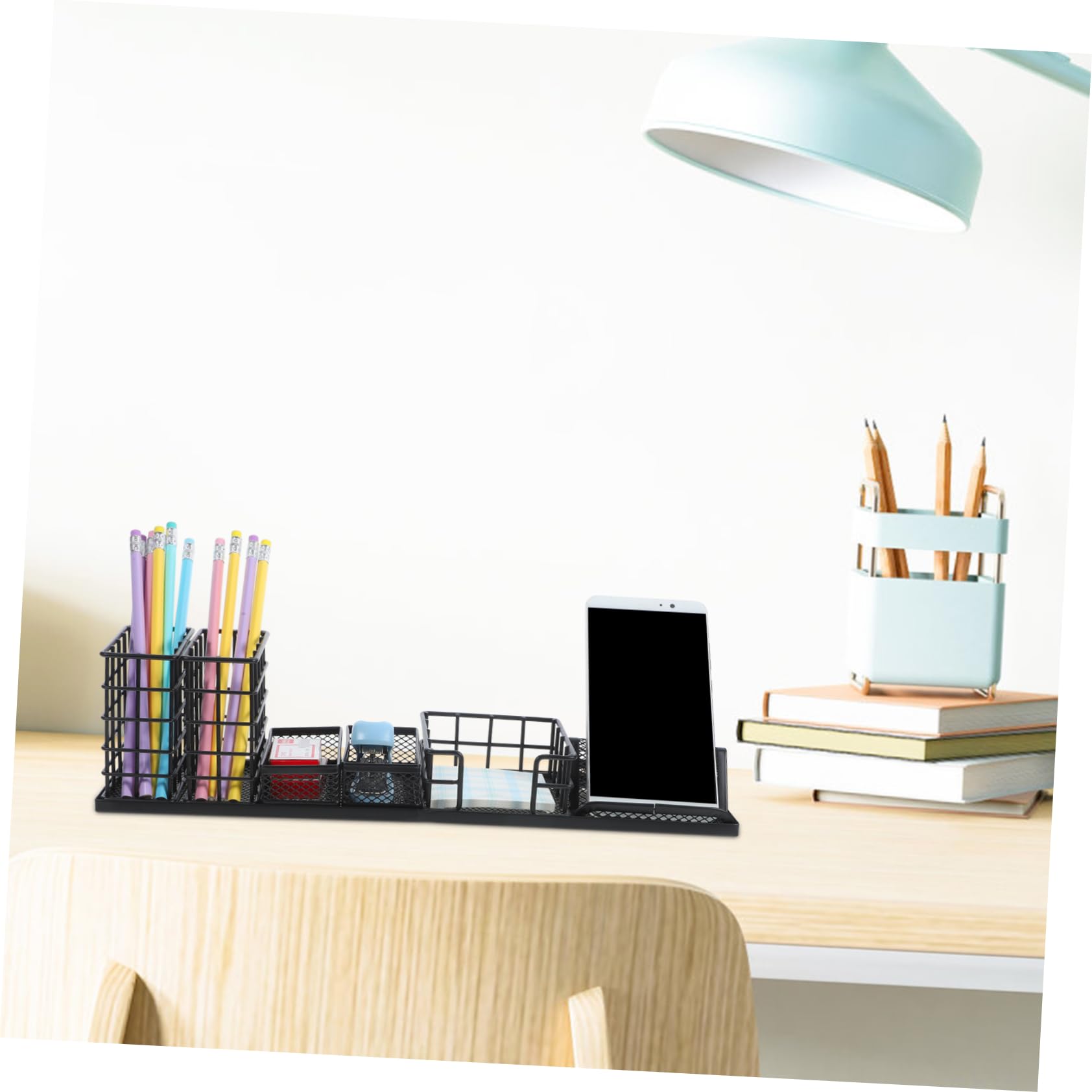 Organizer da Scrivania Metallo Nero Set Portaoggetti per Cosmetici Cancelleria e Prodotti per La Della Organizer Desktop Resistente per Ufficio e Casa