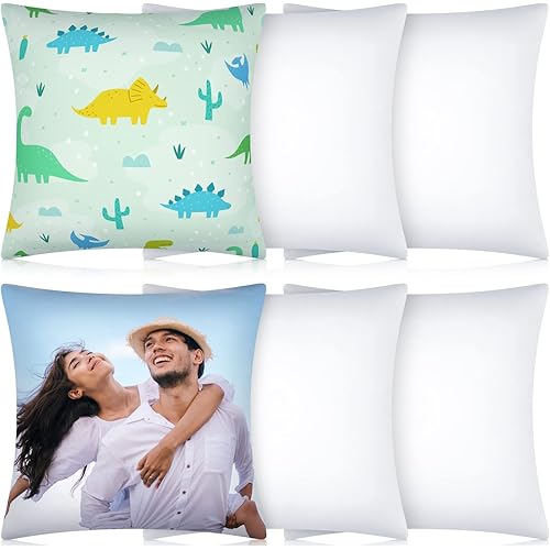 Patelai 6 Pcs Sublimation Pillow Cases Sublimation Pillow Covers White Cushion Heat Transfer Polyester Blank Cover DIY Heat Press Cases with Concealed Zipper(18 x 18 Inch)