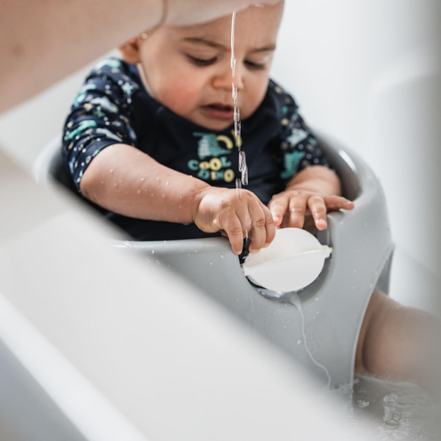 Transat - Anneau THERMOBABY de bain enfant AQUAFUN Gris - Jouet blanc