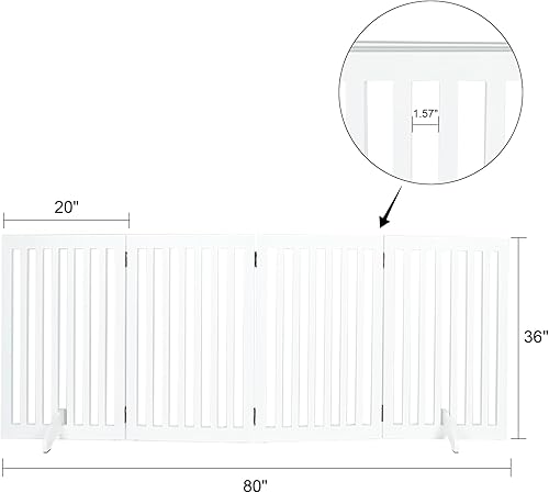 Miniatura 9 de FarLargo Puerta para perros, 3 paneles, puerta plegable para mascotas con 2 pies de apoyo, valla para perros de 24 pulgadas de altura, puertas de
