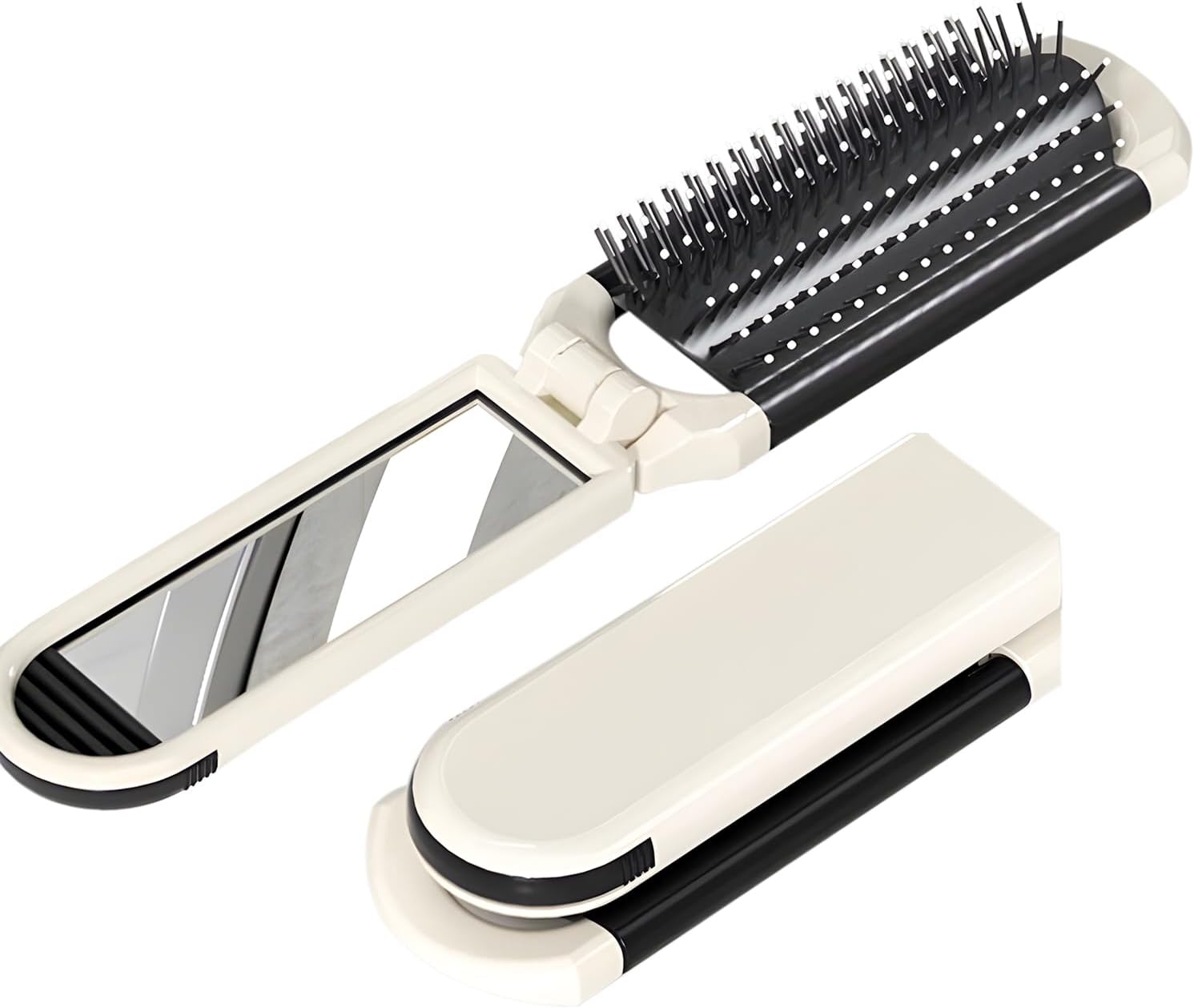 TORMEN 2 Pack Folding Travel Brushes for Hair, Travel Hair Brush with Detachable Mirror, Compact Scalp Massage Comb for Women and Men, Mini Portable Hairbrush for Purse,Gym,Trip,Outdoor Styling Tools