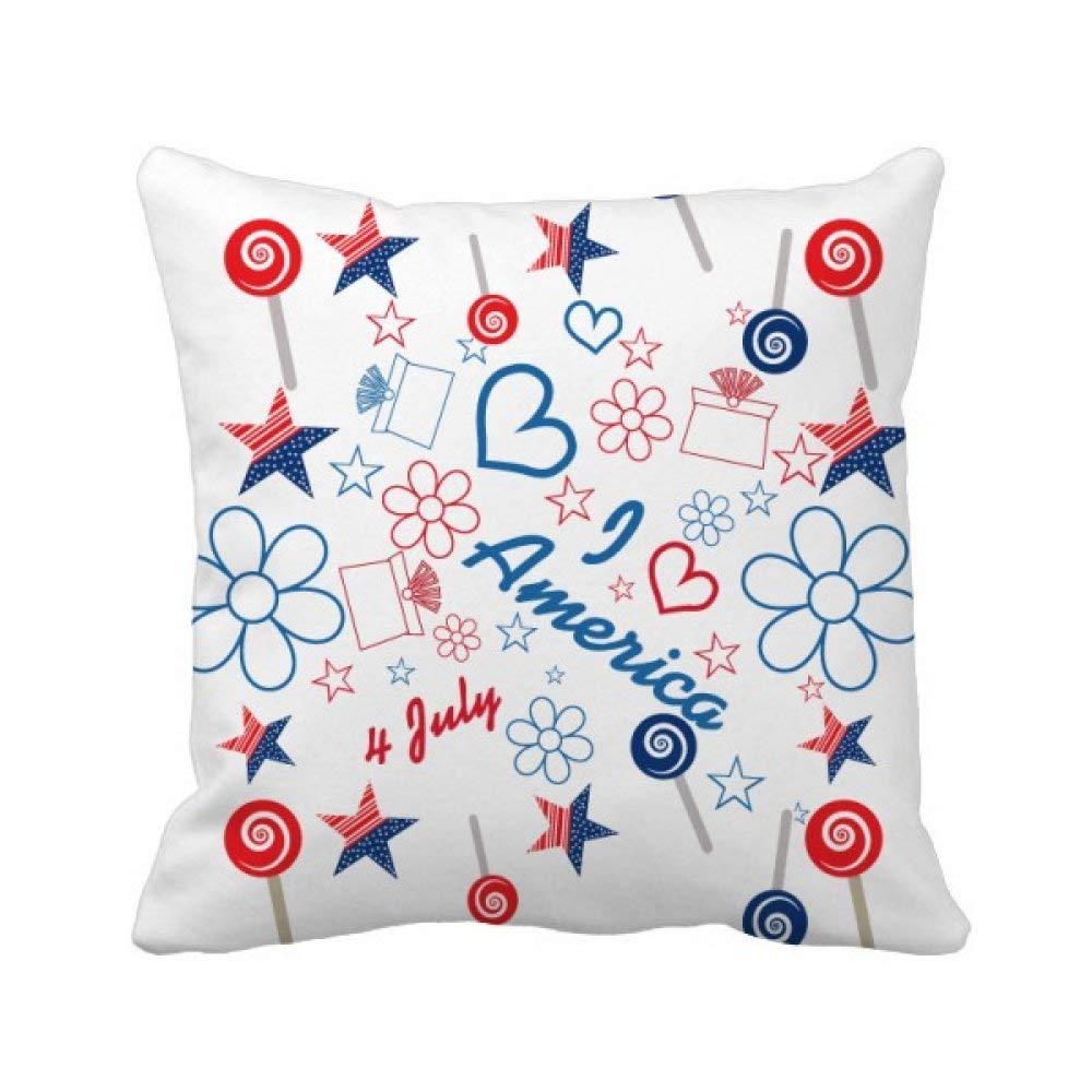 Coussin oreiller USA motif coeur étoile taie décorative canapé multicolore 40x40