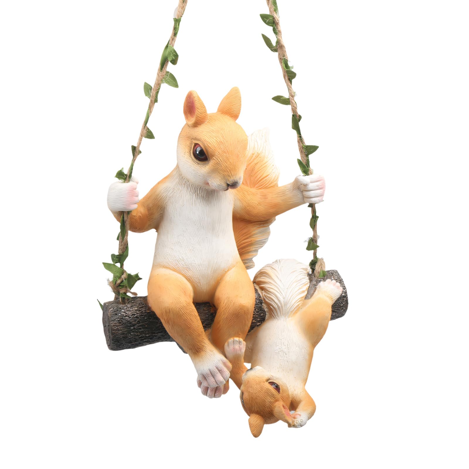 OSNIYAW Garden Squirrel Decors Statue Fairys Garden Accessories Hanging Sculptures Housewarmings Patio Yard Resin Swing Statues