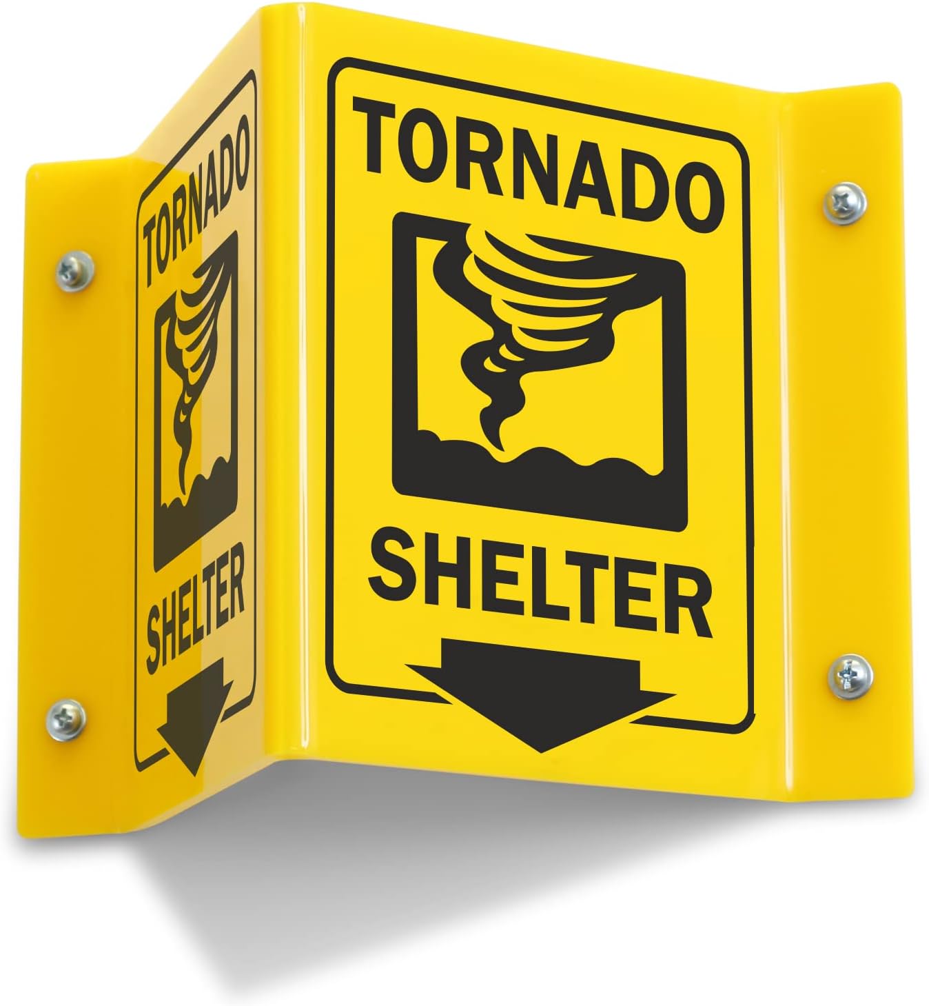 Projecting V-Sign : Tornado Shelter with Down Arrow, PVC Water Proof Sticker Fixed on SunBoard