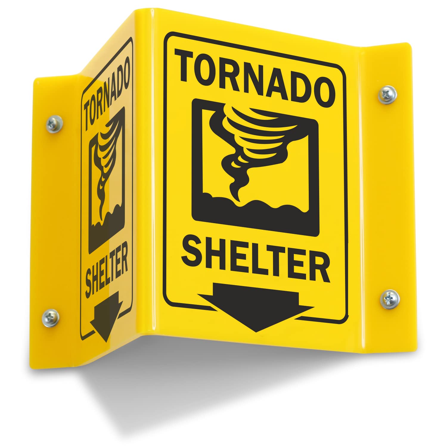Projecting V-Sign : Tornado Shelter with Down Arrow, PVC Water Proof Sticker Fixed on SunBoard