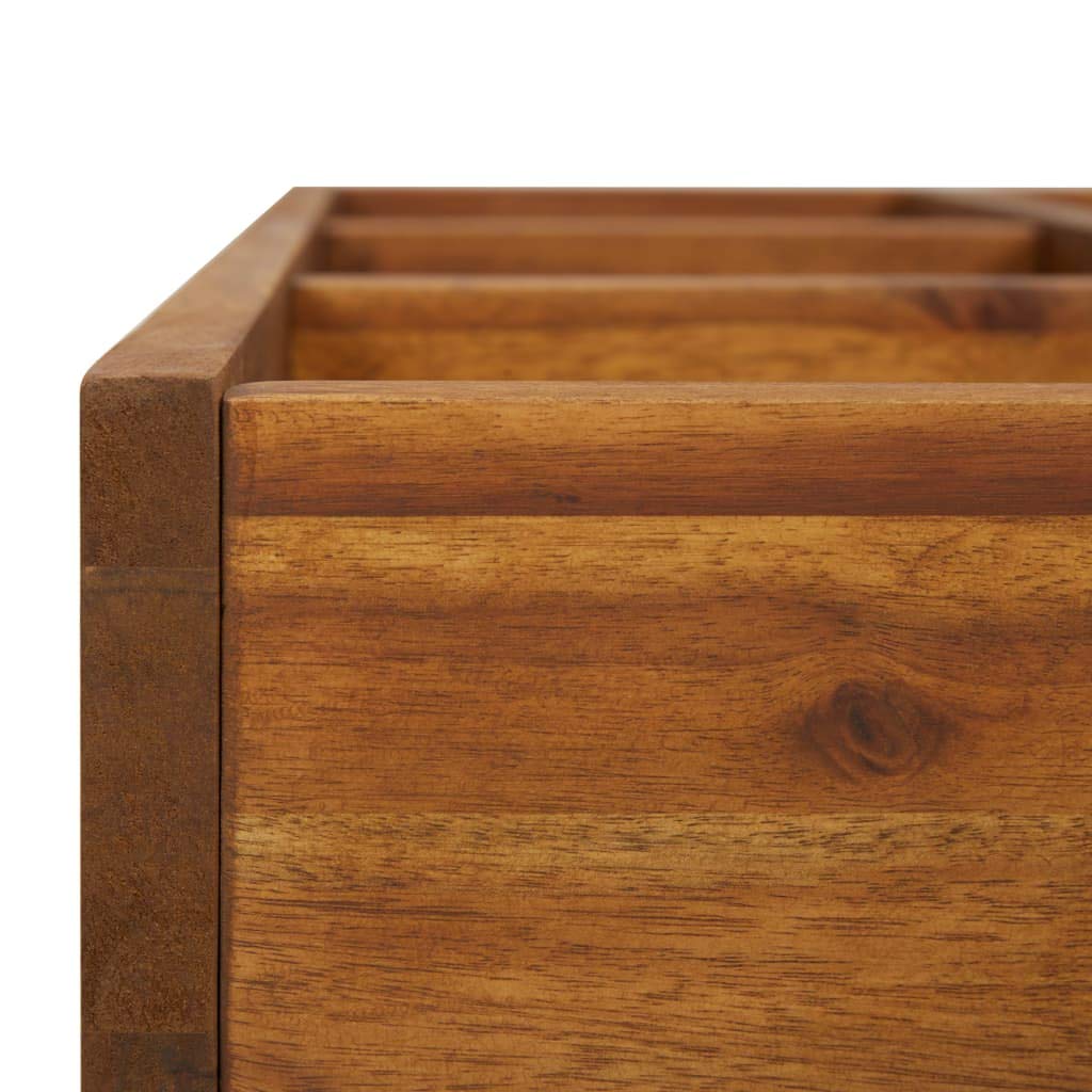Lit Surélevé de Jardin à Herbes en Bois d'Acacia Massif, Carré Potager 9 Poches pour Plantes Aromatiques, Jardinière Robuste pour Intérieur et Extérieur, 60 x 60 x 15 cm