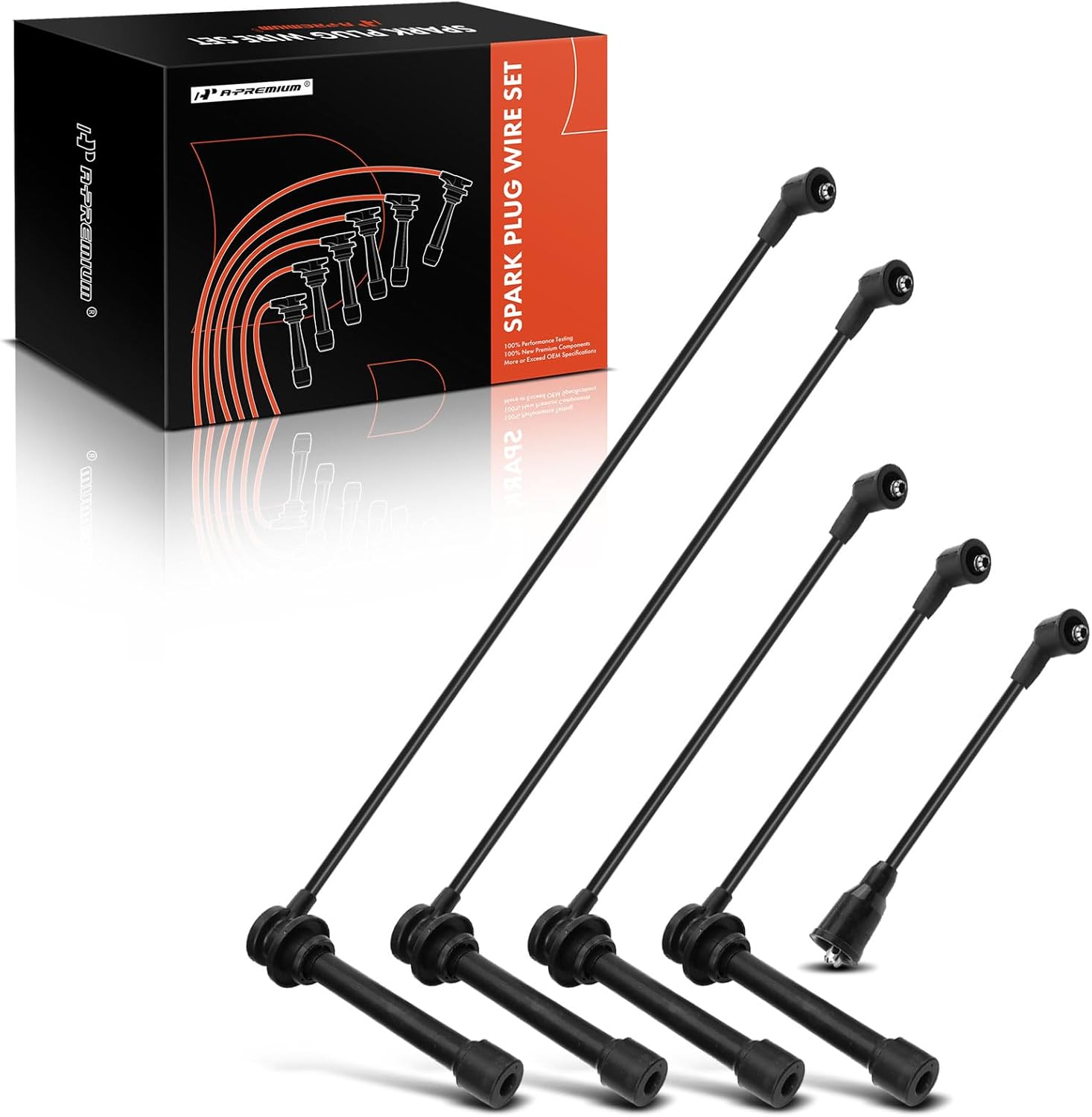 A-Premium Ignition Spark Plug Wires Set of 5 Compatible with Nissan Altima 1993 1994 1995 1996, 2.4L, Replace# 224502B525