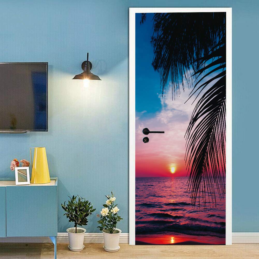 Sticker de porte trompe l'oeil pour agrandir une pièce sombre papier peint amovible