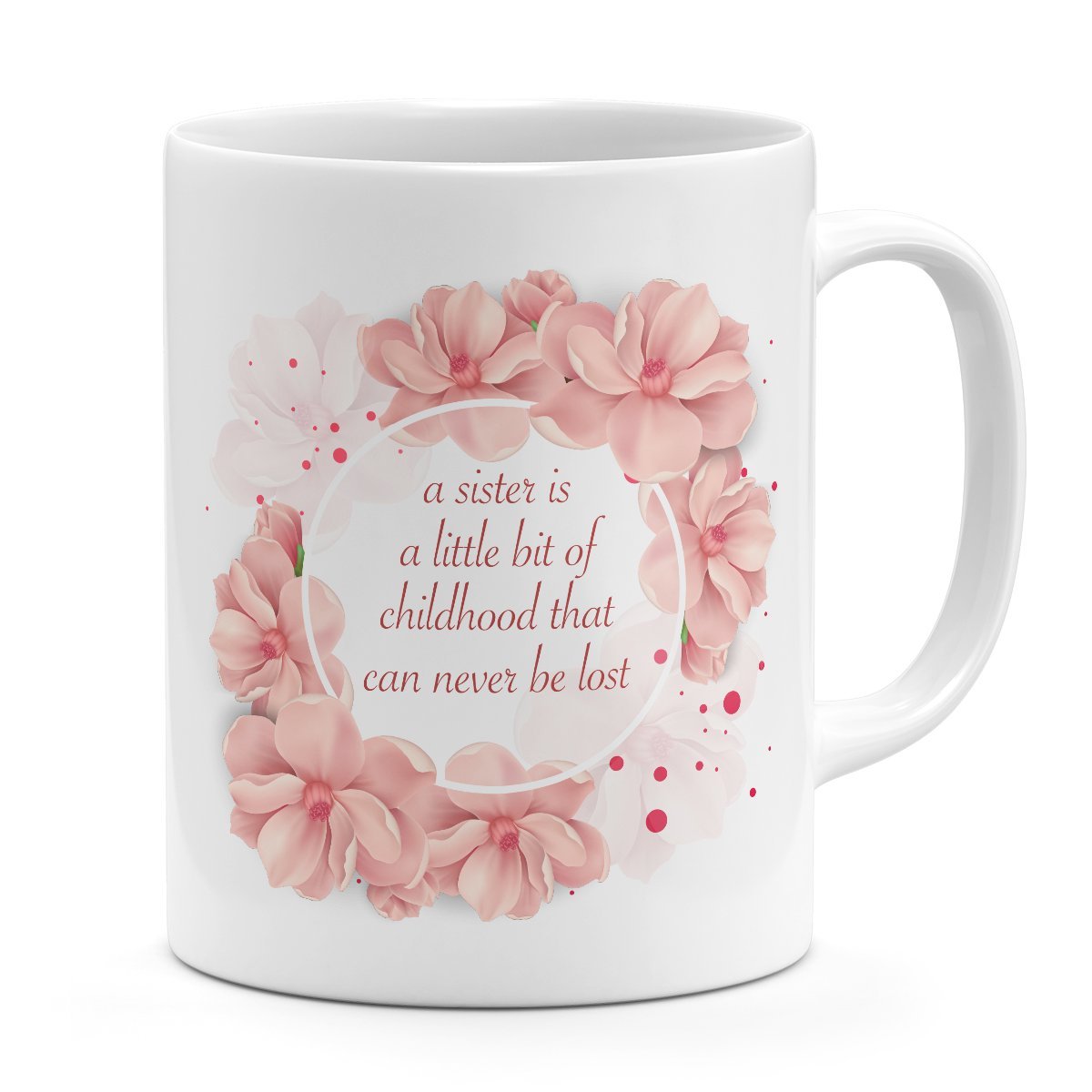 Sisters mug Sisters childhood mug with pink cherry blossoms White ceramic mug 11oz Novelty coffee Mug Loud Universe