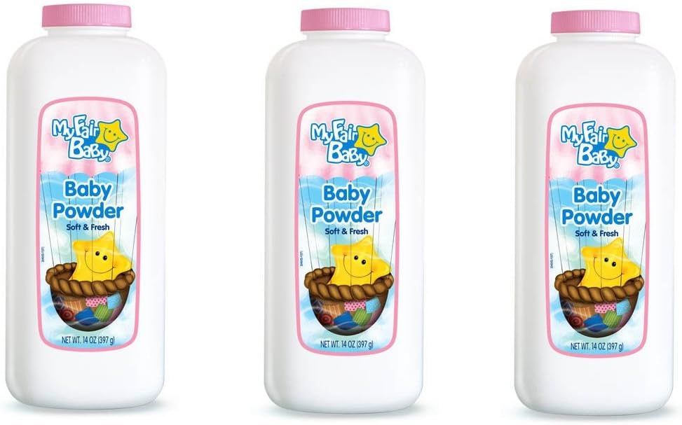 My Fair Baby Premium Baby Powder Freshens, Cleans, Softens Precious Baby Skin 14oz Jumbo Size (Pack of 3)
