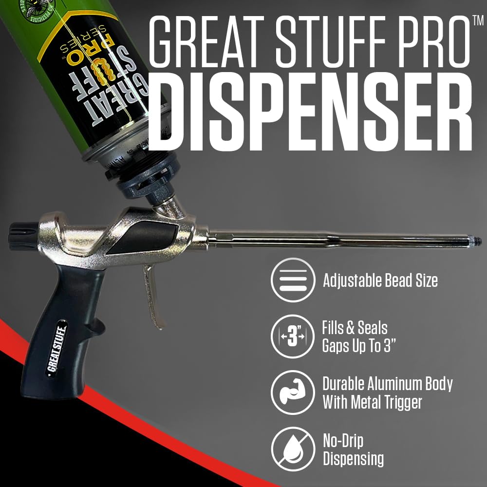 Great Stuff PRO Pestblock Complete Kit – Insulating Expanding Foam Sealant Fills Gaps Up to 3" – Includes Great Stuff Foam Gun, Cleaner, Gloves & Copper Mesh