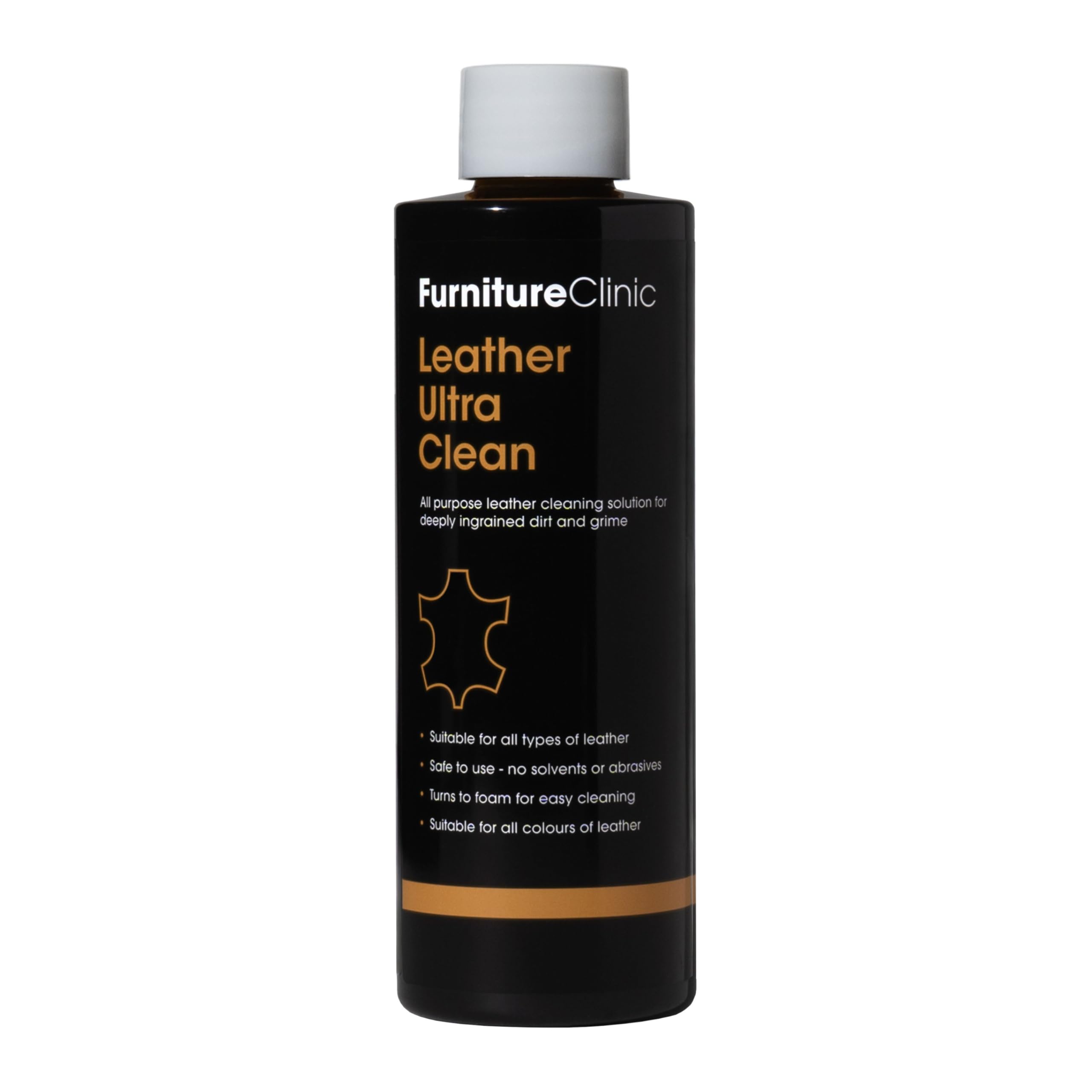 Furniture Clinic Pulizia Ultra per la Pelle - Detergente Multiuso per Pelli - Detergente per la Pelle del Divano - Detergente per Interni Auto - Pulisce a Fondo Tutti i Tipi e Colori di Pelle - 250ml