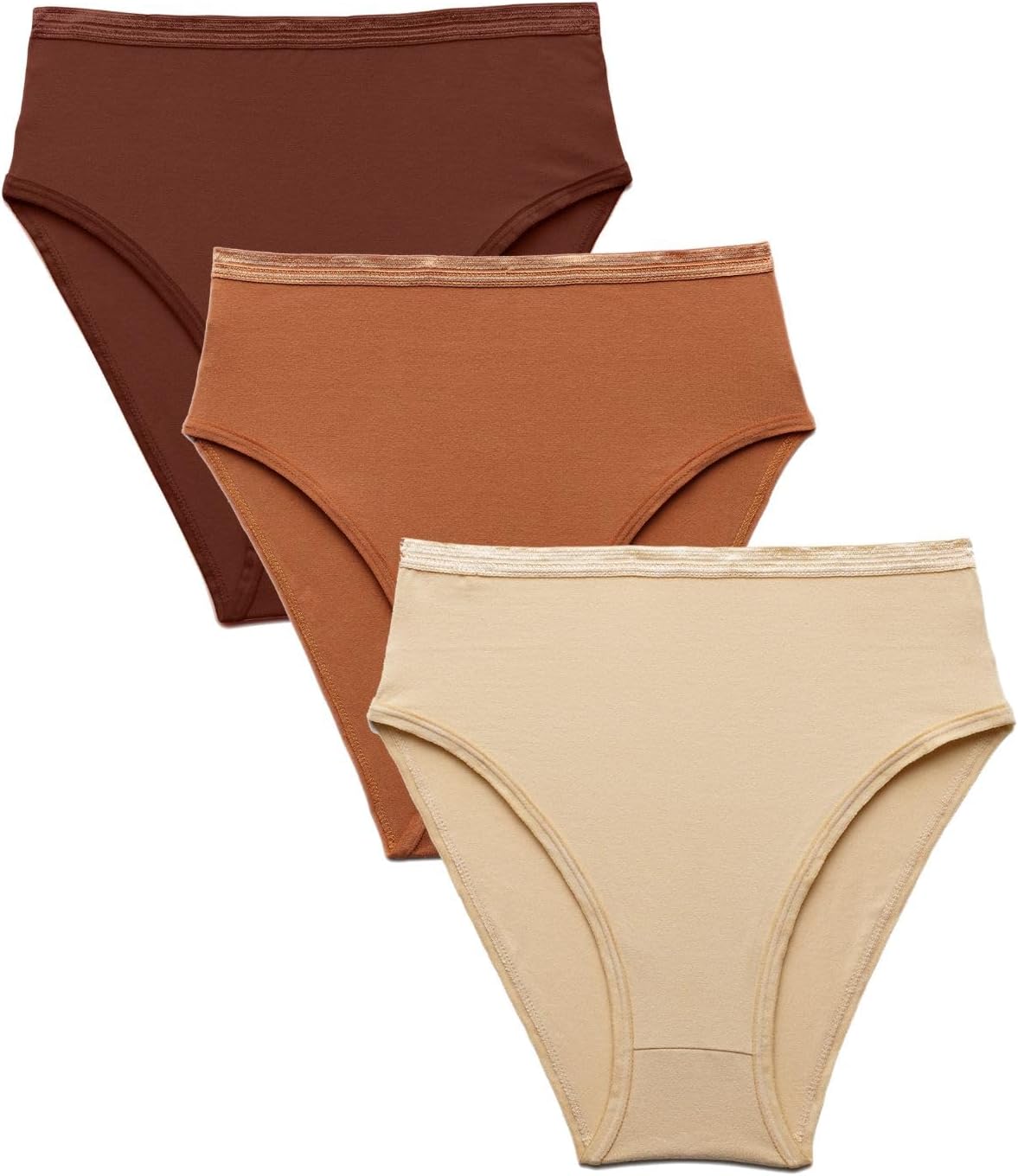 Subset Women's Organic Cotton High-Rise Brief 3-Pack,Extended Sizes; 2XS-4XL, Natural Knickey Briefs, Breathable Underwear