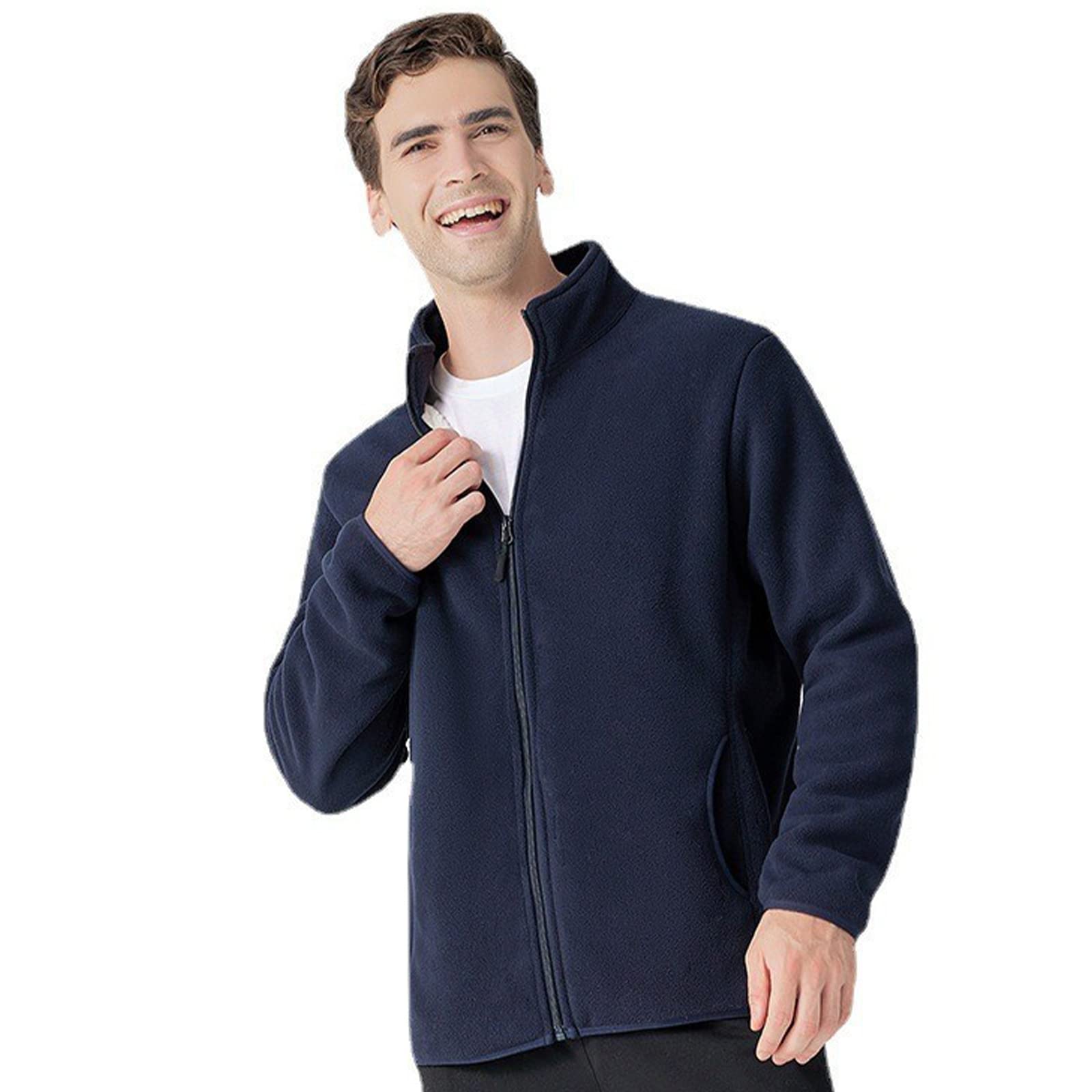 HB1 Chaqueta de Forro Polar para Hombre, Abrigo Grueso para Acampar al Aire Libre, Abrigo para Turismo, Escalada de Montaña, Ropa de Abrigo con Cuello Alto