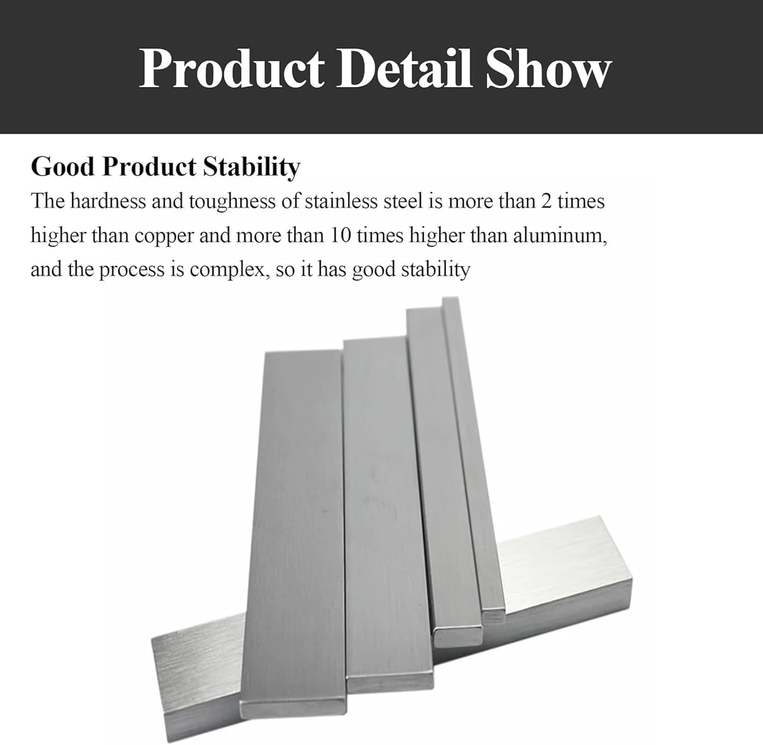 PHasz 304 ステンレス鋼のフラット バー固体フラット バー 10&times;10&times;500mm-10&times;25&times;500mm 建設と装飾に適し