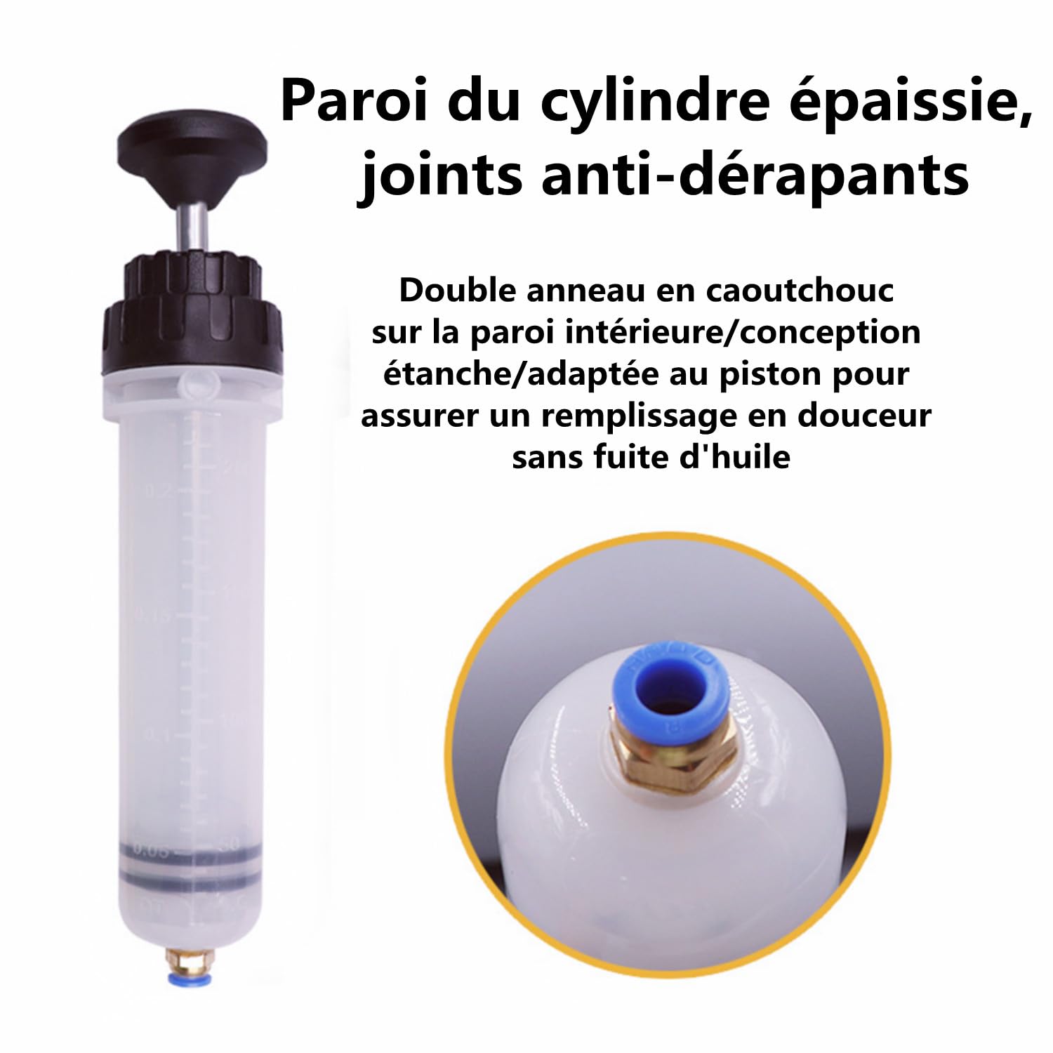 Seringue à Huile 500ml avec 2 Tuyaux et Anneaux en Caoutchouc
