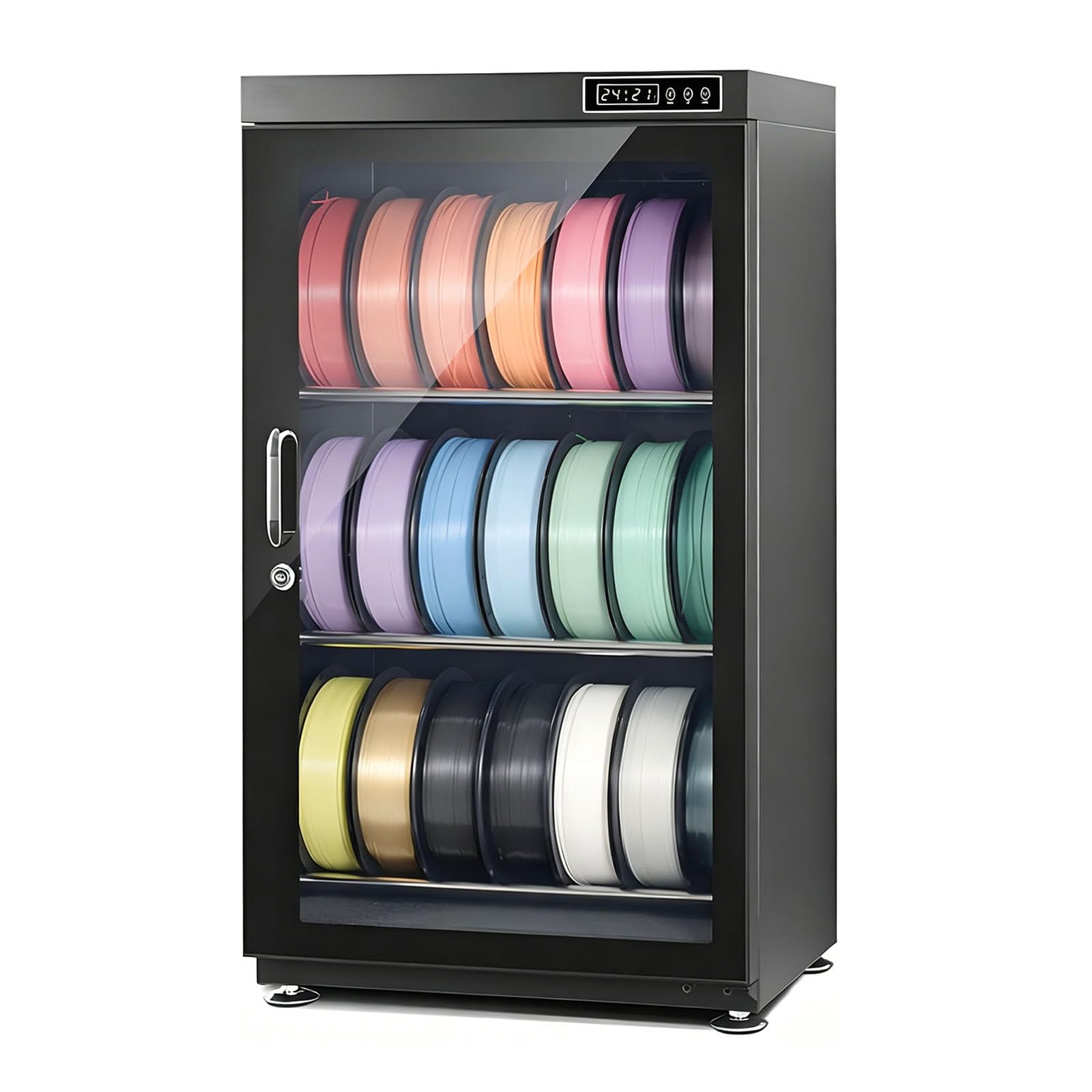 ALSUP 3D Printer Stand with Filament Dryer Cabinet, Heavy Duty Design, RH15%-RH60% Dehumidification, Holds 10-12/15-21 Spools, Compatible with PLA ABS PETG TPU Nylon 115L