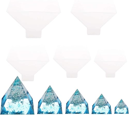 Markeny Moldes de fundición de resina de 5 tamaños, molde de resina piramidal, moldes de silicona para manualidades, moldes de fundición