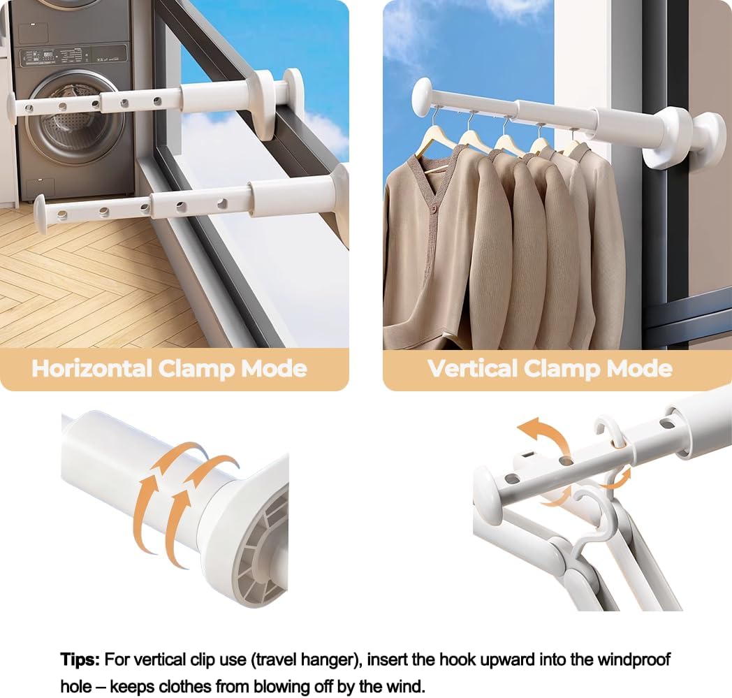 Portable Travel Clothes Drying Rack,Clamp-On No-Drill Hanger,2-Pack
