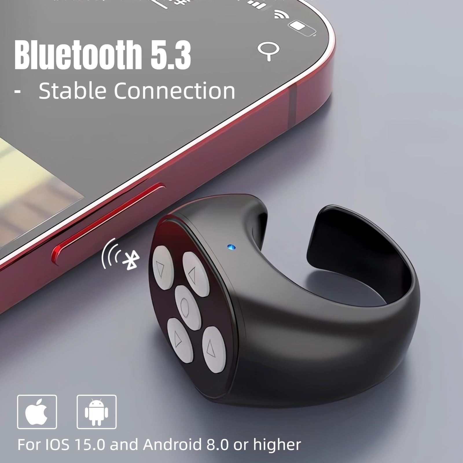 Anello Telecomando Bluetooth Per TikTok E Selfie | Scroller A Dito Con Pulsanti Per Volume E Like - 4