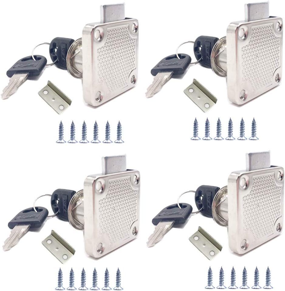 4 Sets Security Drawer Locks - Zinc Alloy Cam Lock for Mailbox, Drawer, Cupboard, Cabinet