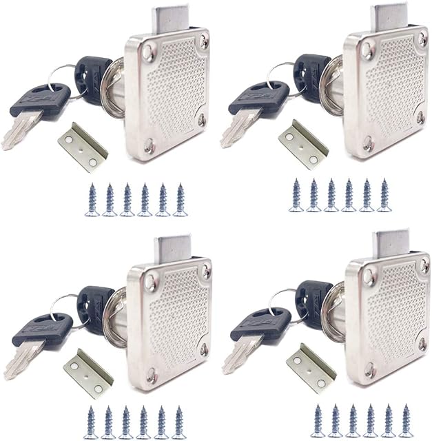 4 Sets Security Drawer Lock Furniture Lock Cylinder Zinc Alloy Cam Lock for Mailbox Drawer Cupboard Cabinet