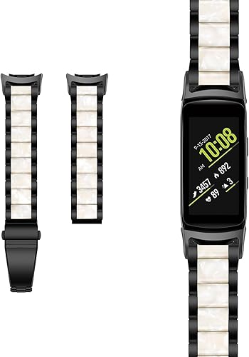Miniatura 9 de Correa de reloj de resina de acero inoxidable compatible con Samsung Gear Fit2 Pro SM-R365Gear Fit2 SM-R360 Smartwatch Correa de metal de repuesto