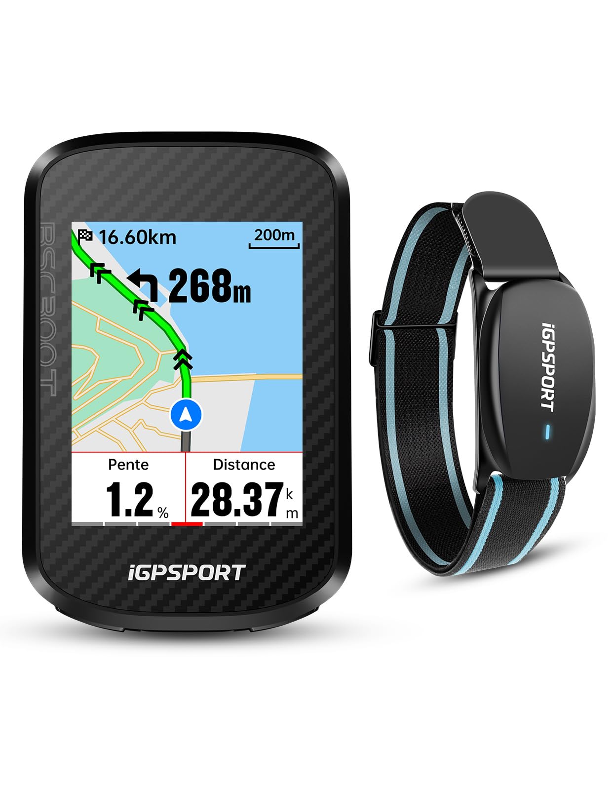 iGPSPORT BSC300T Compteur Velo sans Fil et HR70 Cardiofrequencemetre au Bras