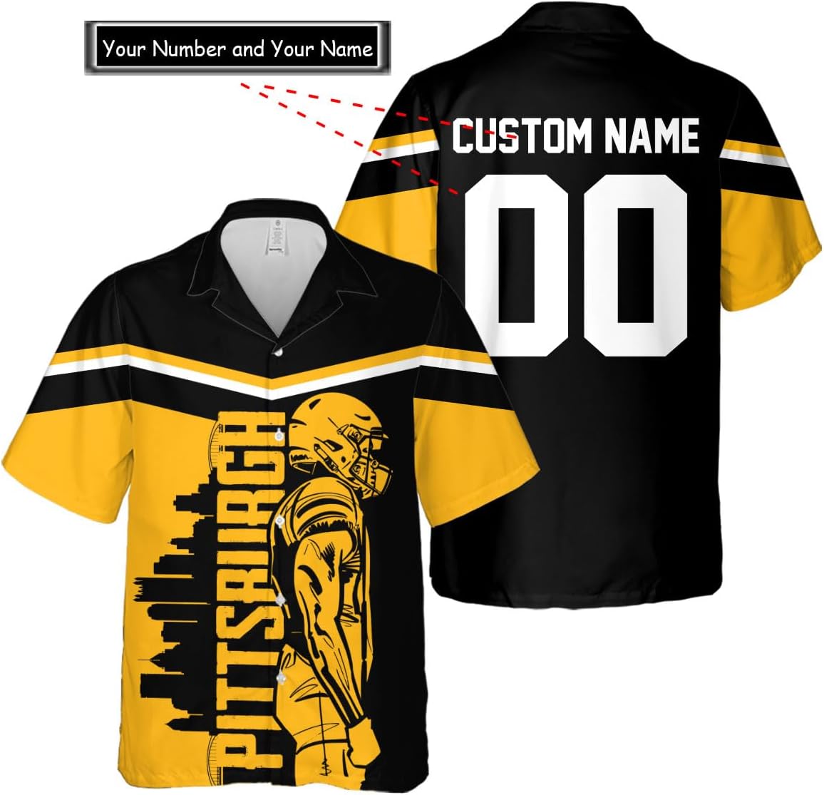 Personalized Pittsburgh Football Team Steeler Hawaiian Shirts for Men, Gift for Fan