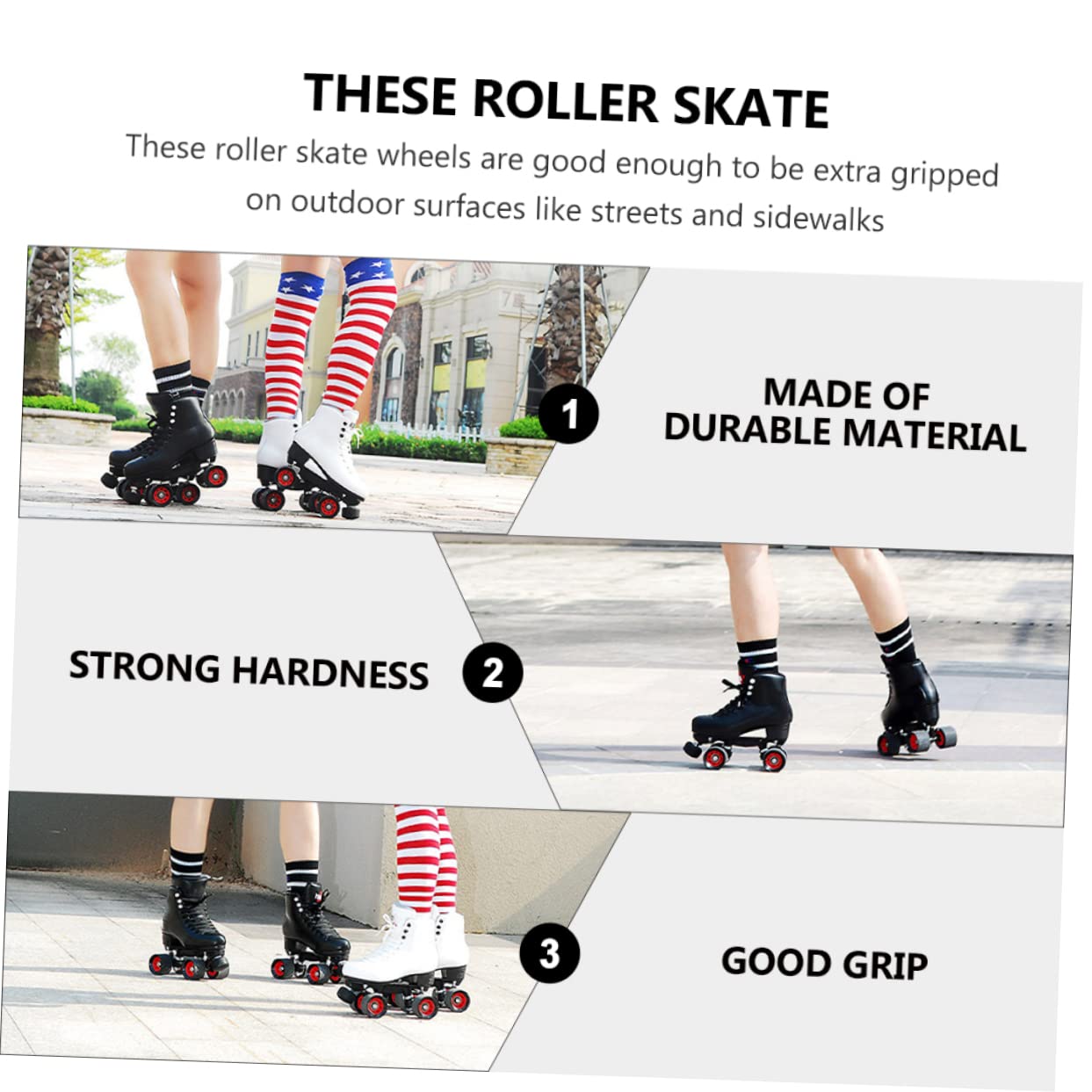 Anneome Roller-skate Wheels Set 95a Hardness Double Row Roller Wheels 4 Wheels Per Set High Speed and Durability for Boys and Girls' Sports