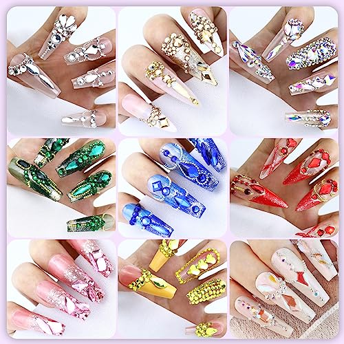 Dowarm 3200Pcs Nail Art Rhinestones, Light Pink Flatback Rhinestones For Nails, Crafts, 12 Styles 3D Glass Crystal Nail Gems #TOP4