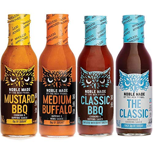 Noble Made by The New Primal Whole30 Approved Prep Kit (4 Pack) Assorted Cooking, Marinade, Dipping Sauce, Buffalo and BBQ Sauces