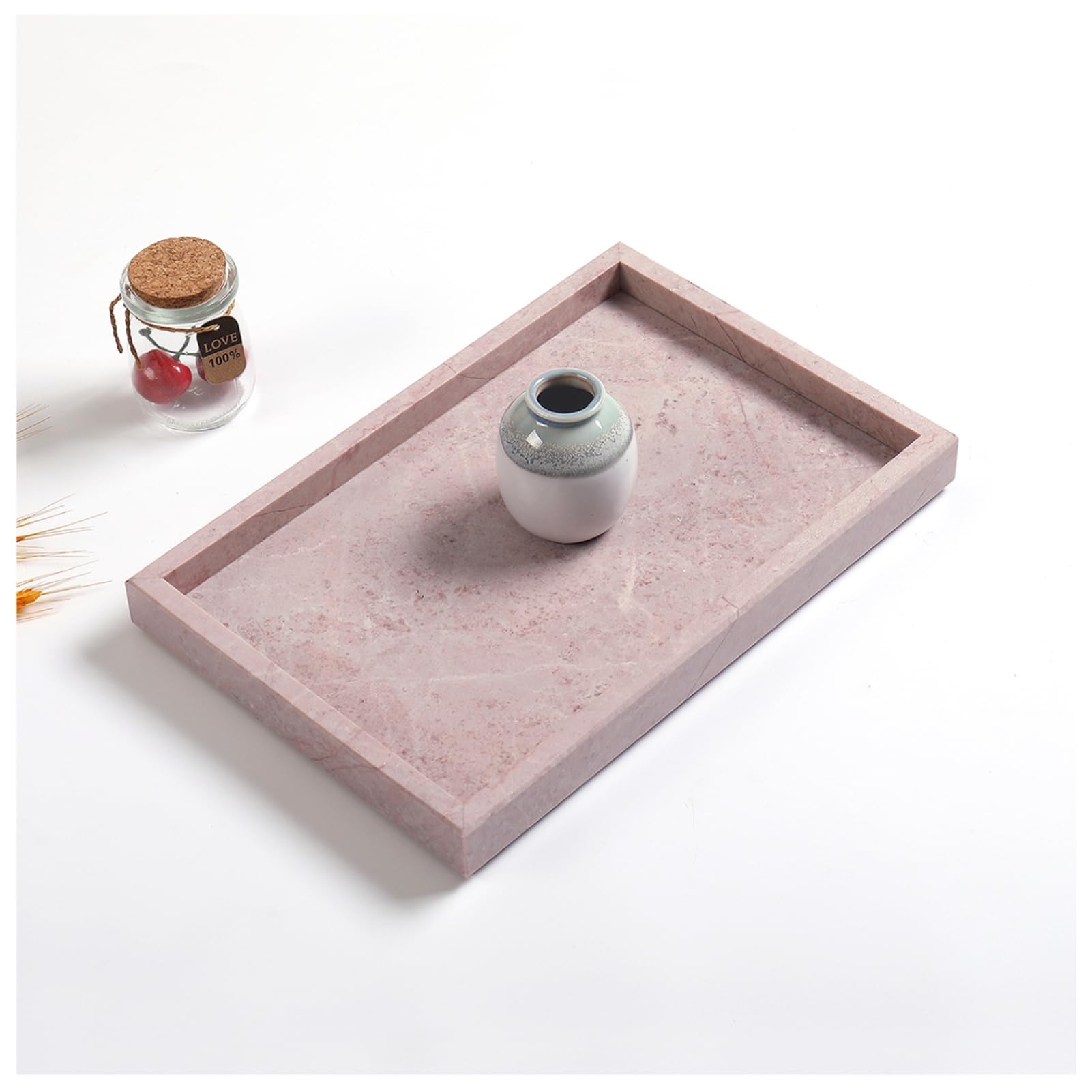 Amazon.com: Yew & Tulip Natural Pink Marble Vanity Tray, Nature