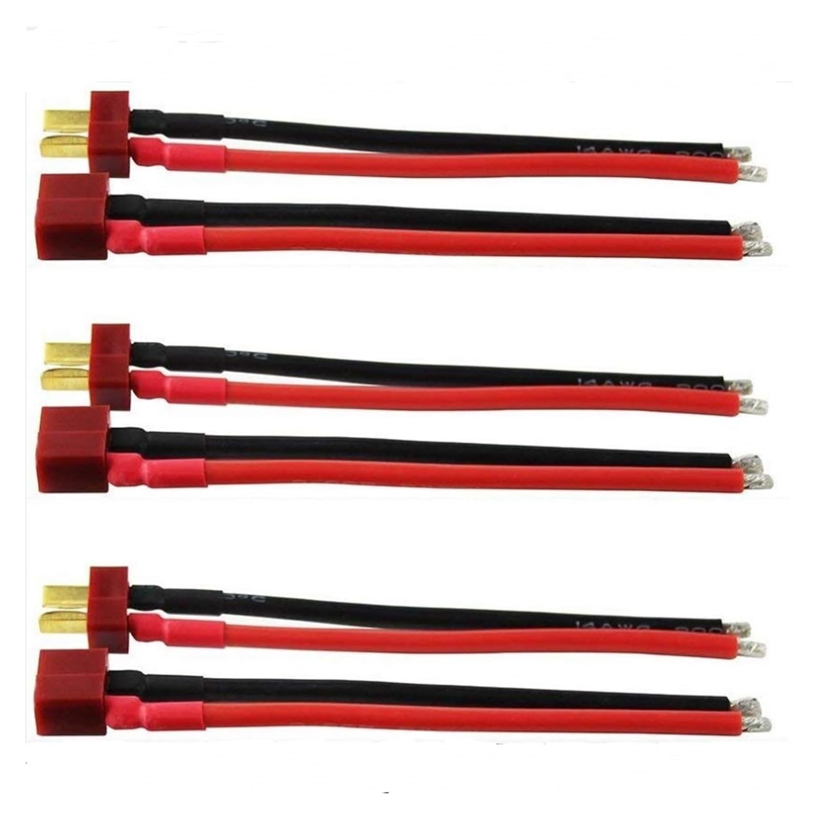 Cavo Pigtail T connettore maschio e femmina con cavo in silicone morbido 10 cm 14 AWG per hobby quadcopter(5 pezzi male)