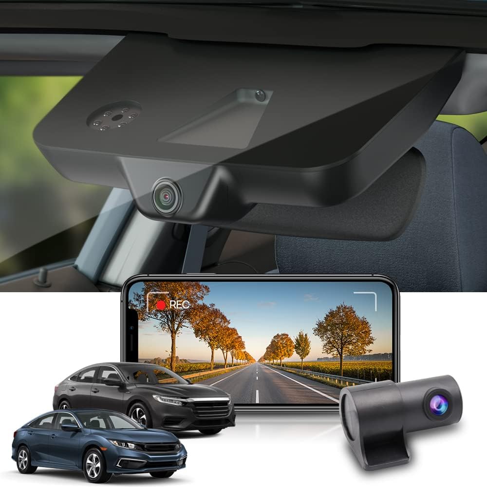 Fitcamx Dashcam Compatible avec Honda Civic 2016-2021 Sport LX EX Touring Si & Insight 2019-2022 (HD2-0323), Caméra de Voiture 4K OEM WiFi 2160P, G-Senseur, Enregistrement en Boucle, WDR, Carte 64 Go