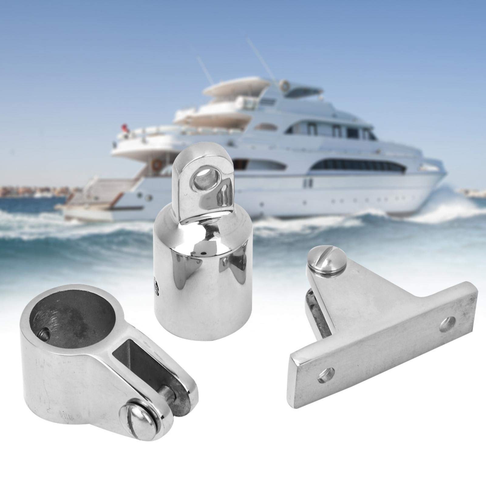 16 Stück Bimini Top Scharnier Schienenmontage Boot 3-Bogen Bimini Top Abdeckkappe Edelstahl Bootsbeschläge Hardware Scharnier Montage Kiefer Schieber Bimini Top Eye End Kit 25mm/1in